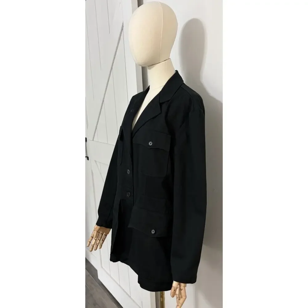 VTG LAUREN RALPH LAUREN Size 6 Military Safari Utility Jacket Cargo Coat Black - Picture 3 of 10